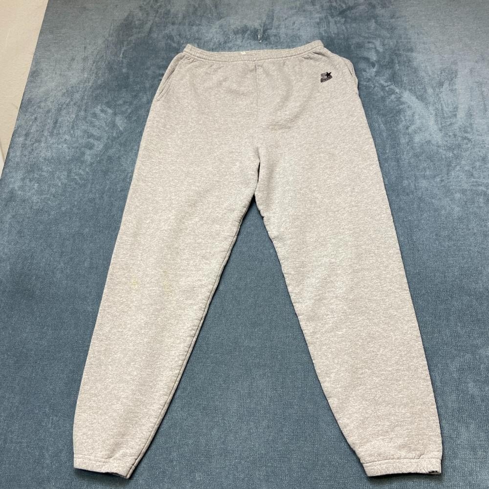 Starter Sweatpants Mens 28x28 Heather Gray Logo Drawstring Waist Tapered Leg